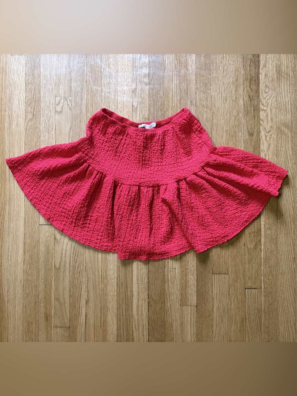 Stunning Red Smocked Tiered Mini Skirt Size XS